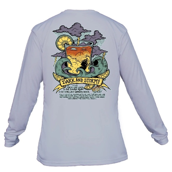 WTF - What The Fin? Long-Sleeve Performance Wicking Shirt Dark & Stormy NWT S - Picture 1 of 6